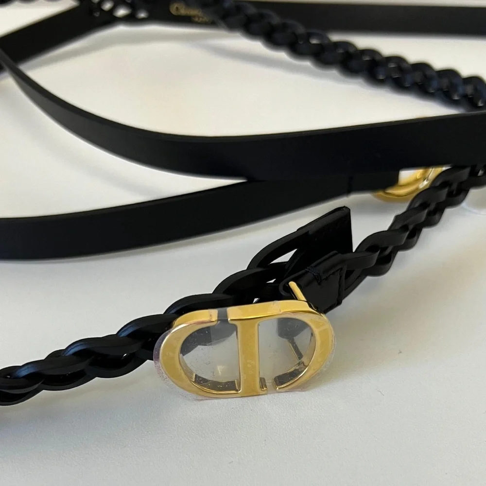 CHRISTIAN DIOR Calfskin Double Braided Belt